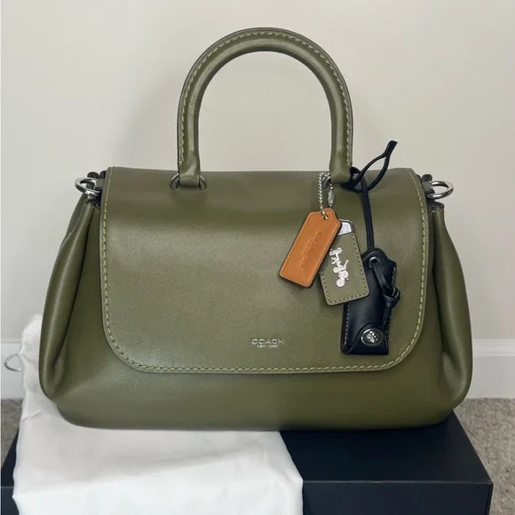 Coach Slouchy Rogue Top Handle Bag in Olive Green & Silver CCC39 Authenticated - Picture 3 of 13